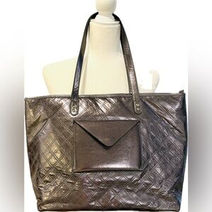 Versatile PU Leather Tote in Gunmetal